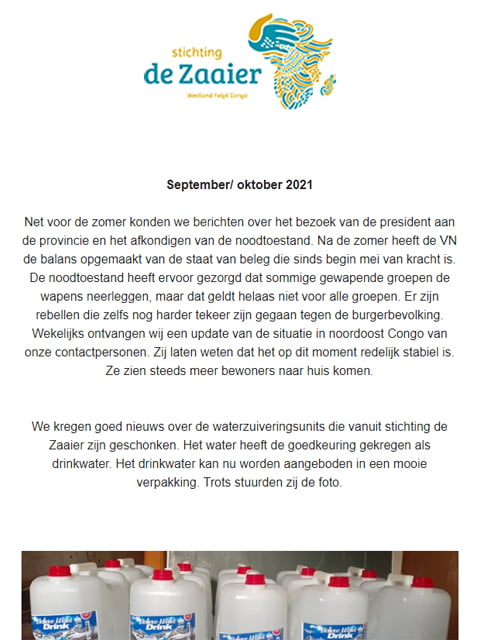Stichting de Zaaier - Nieuwsbrief september 2021
