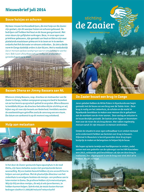 Stichting de Zaaier - Nieuwsbrief juli 2014